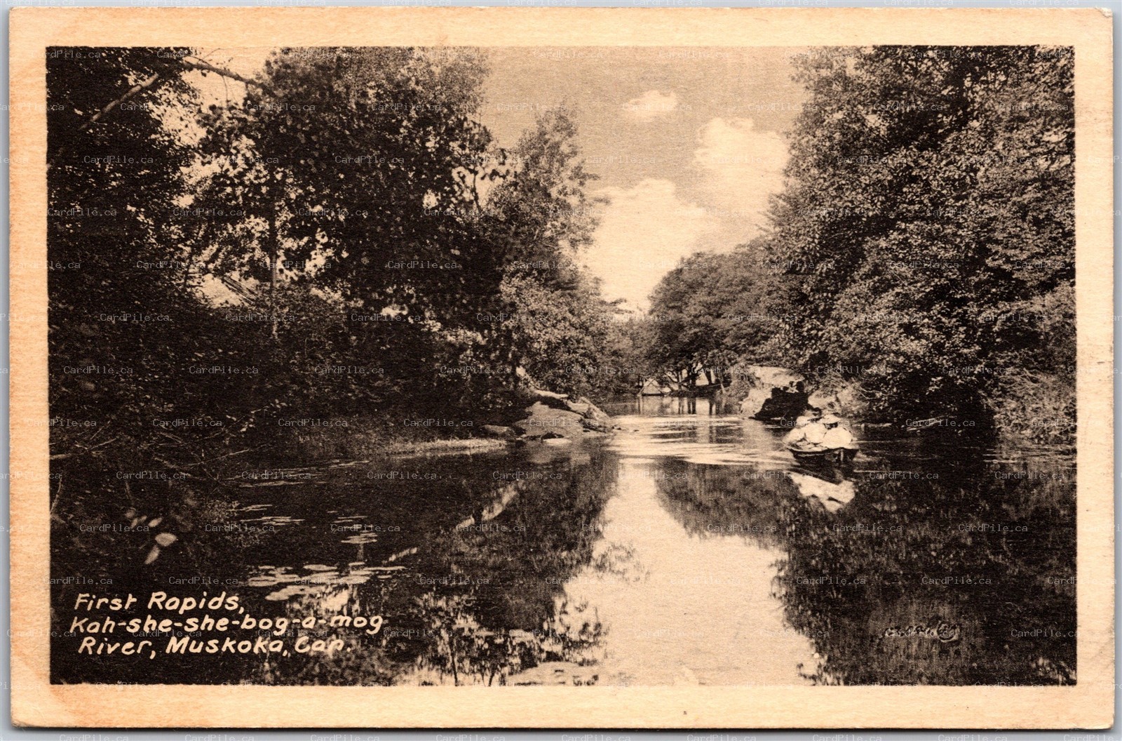Postcard Muskoka Ontario Kah-she-she-bog-a-mog Lake Kahshe First Rapids