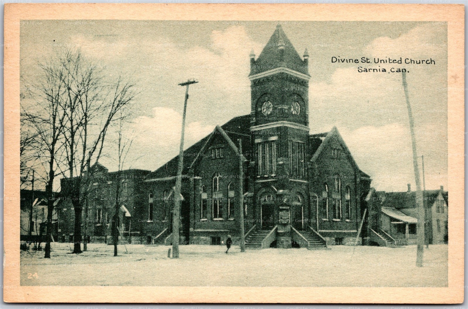 Postcard Sarnia Ontario 1920s Divine Street United Church Lambton County by PECO