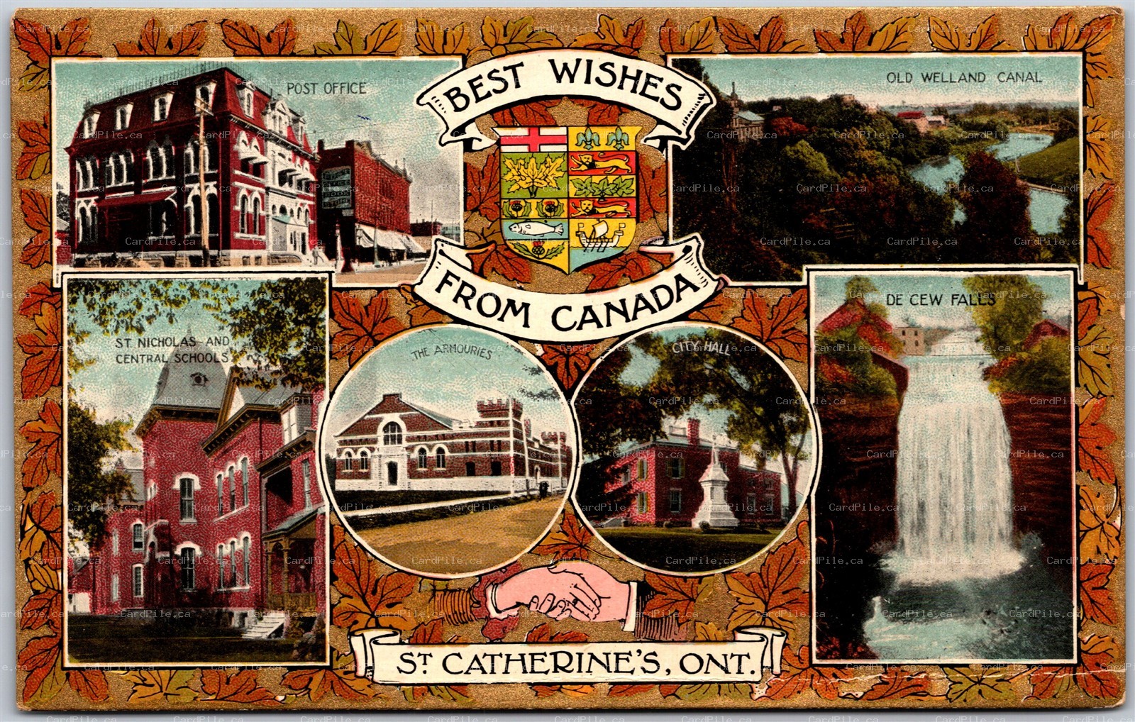 Postcard St. Catherines Ontario Best Wishes From Canada Multi View Patriotic