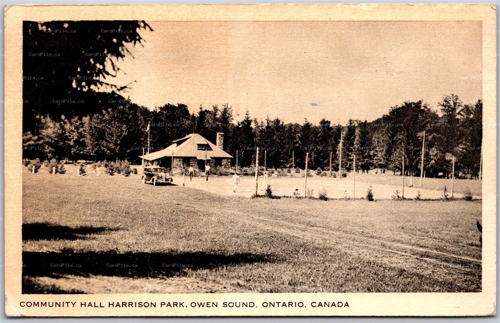 Postcard Owen Sound Ontario c1944 Community Hall Harrison Park Grey Co. *as is*