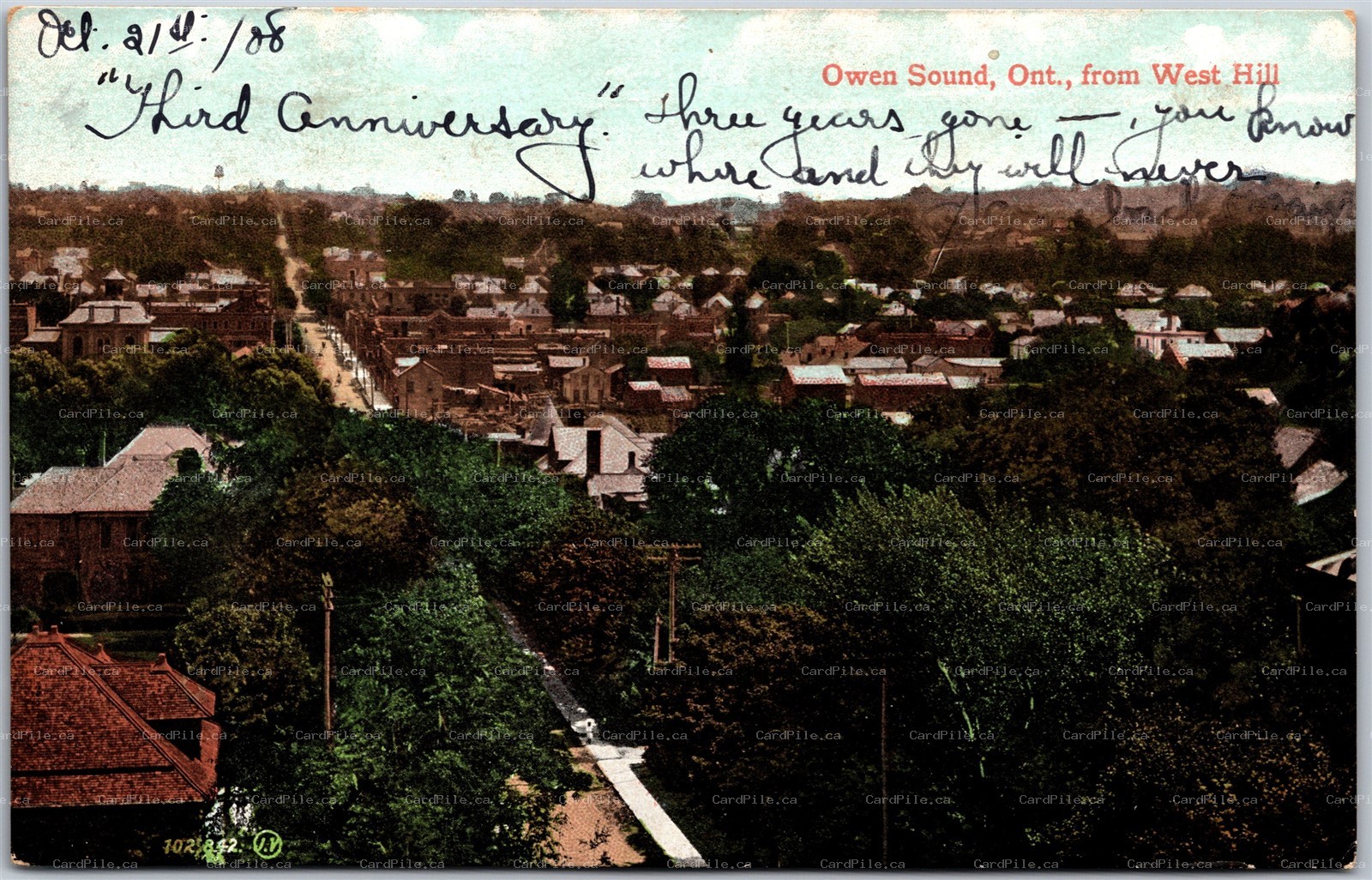 Postcard Owen Sound Ontario c1908 View From West Hill Grey County