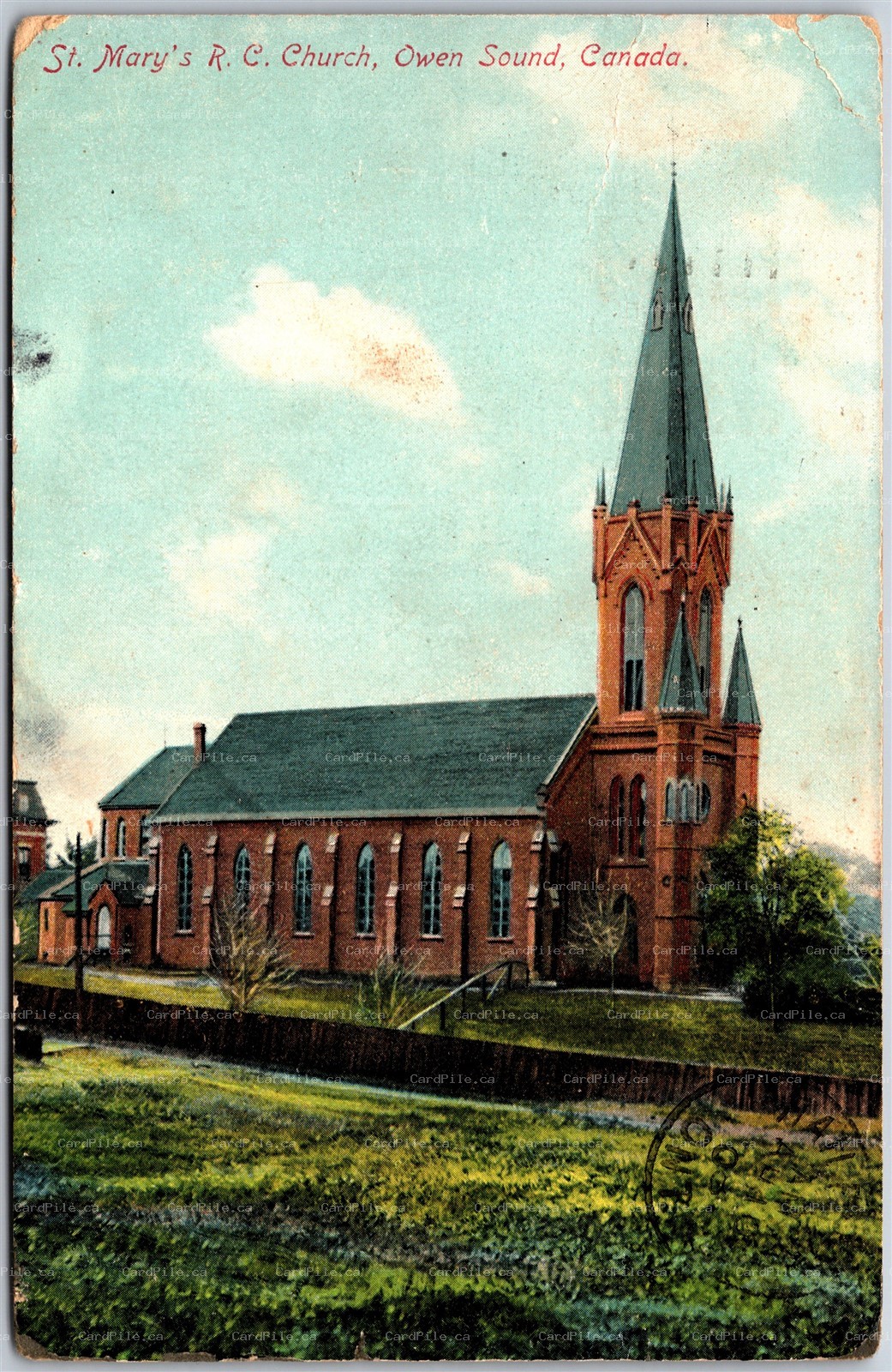 Postcard Owen Sound Ontario c1908 St. Mary's R. C. Church Grey County by Stedman
