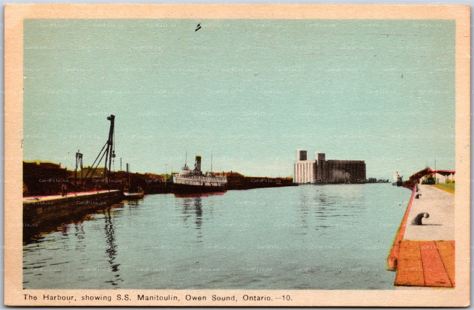 Postcard Owen Sound Ontario The Harbour, Showing S. S. Manitoulin Grey County
