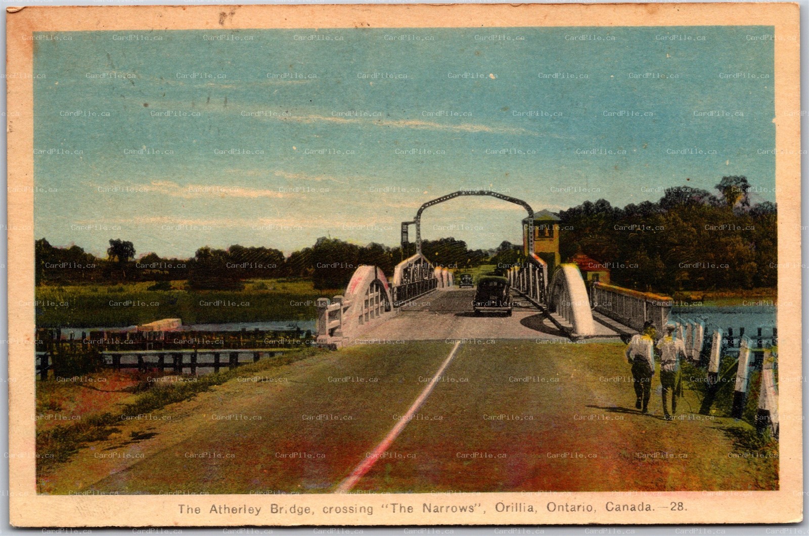 Postcard Orillia Ontario c1946 The Atherley Bridge Crossing "The Narrows" Simcoe