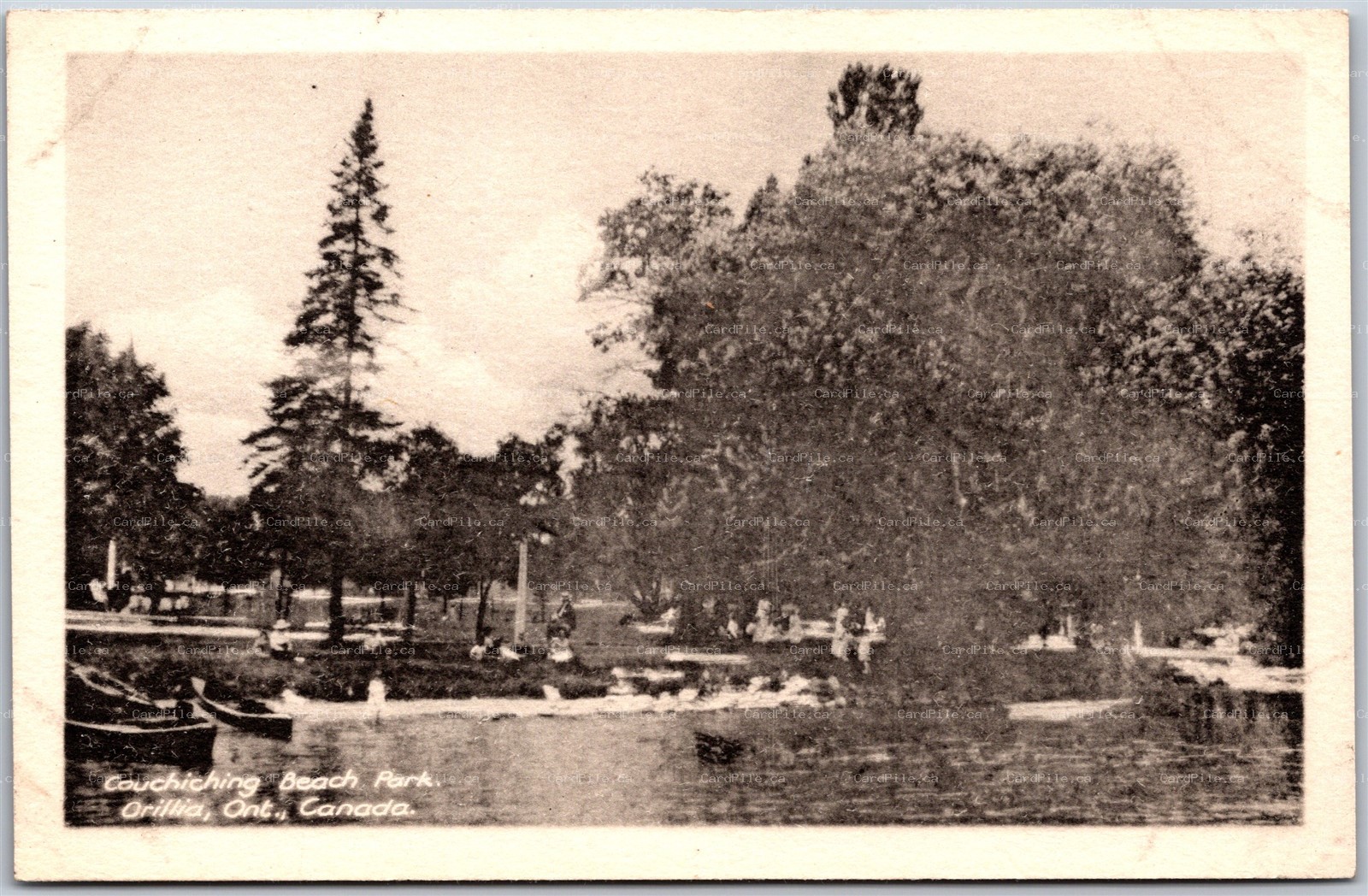 Postcard Orillia Ontario Couchiching Beach Park Simcoe County by Heliotype A