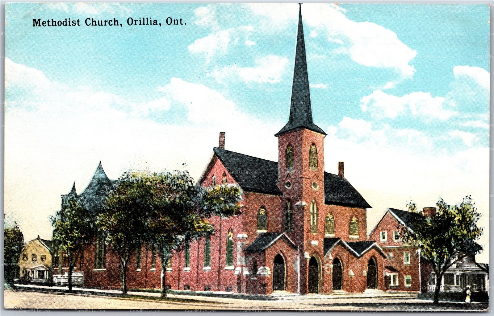 Postcard Orillia Ontario c1910s Methodist Church Simcoe County