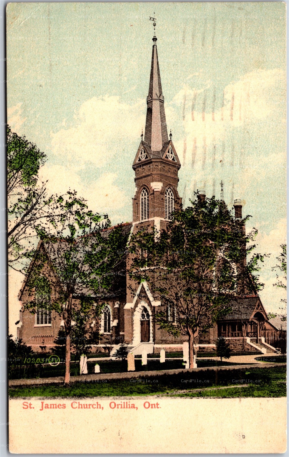 Postcard Orillia Ontario c1910 St. James Church Simcoe County by H. Cooke & Co.