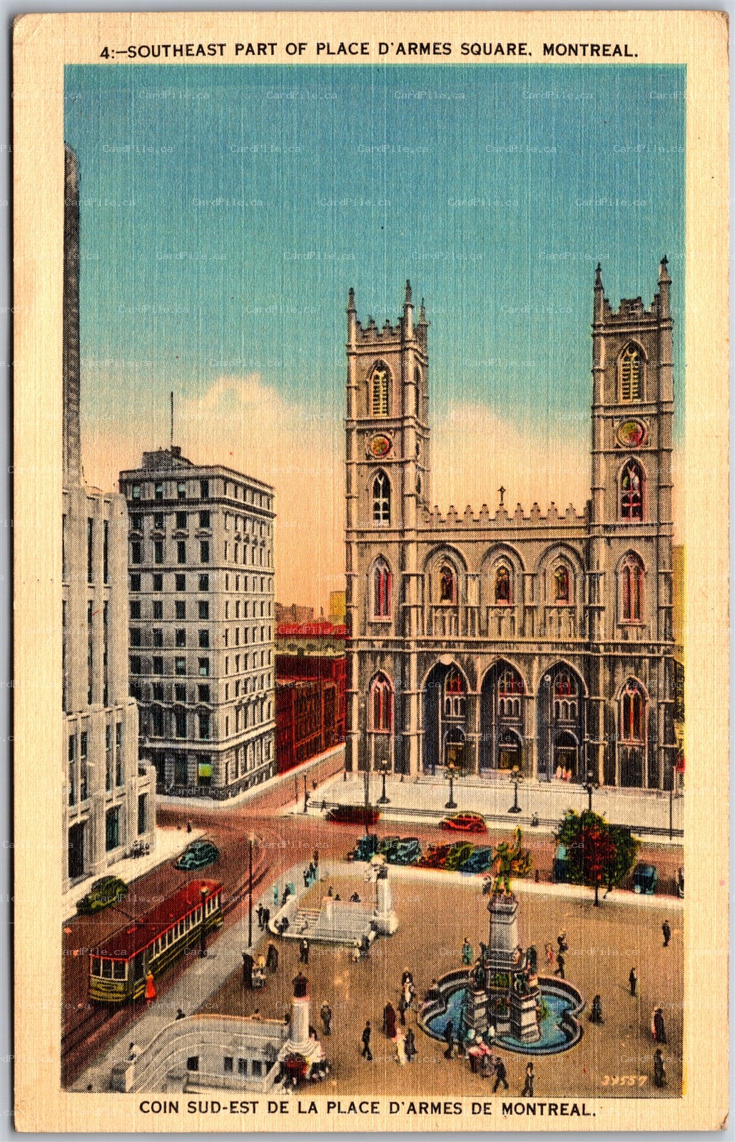 Postcard Montreal Quebec Southeast Part of Place D'Armes Square