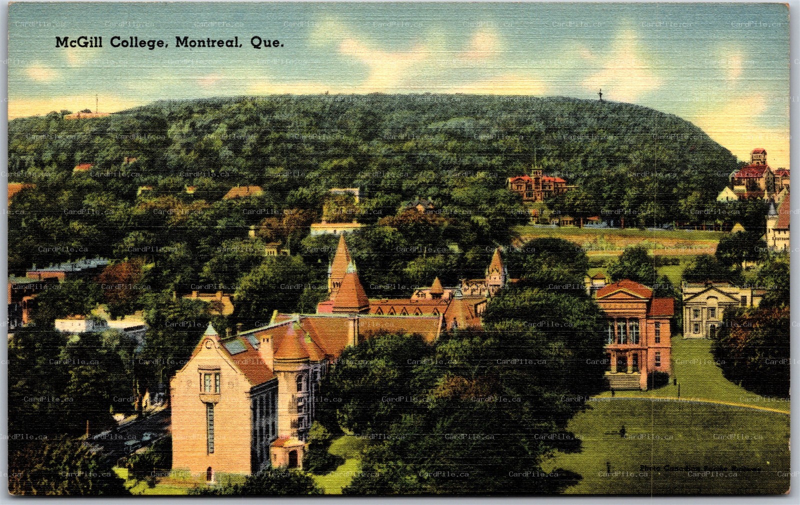 Postcard Montreal Quebec McGill College Scenic View