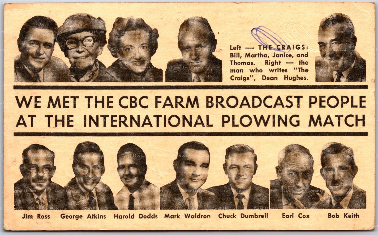 Postcard Springfield Ontario 1960 CBC Farm Broadcasts Department Plowing Match