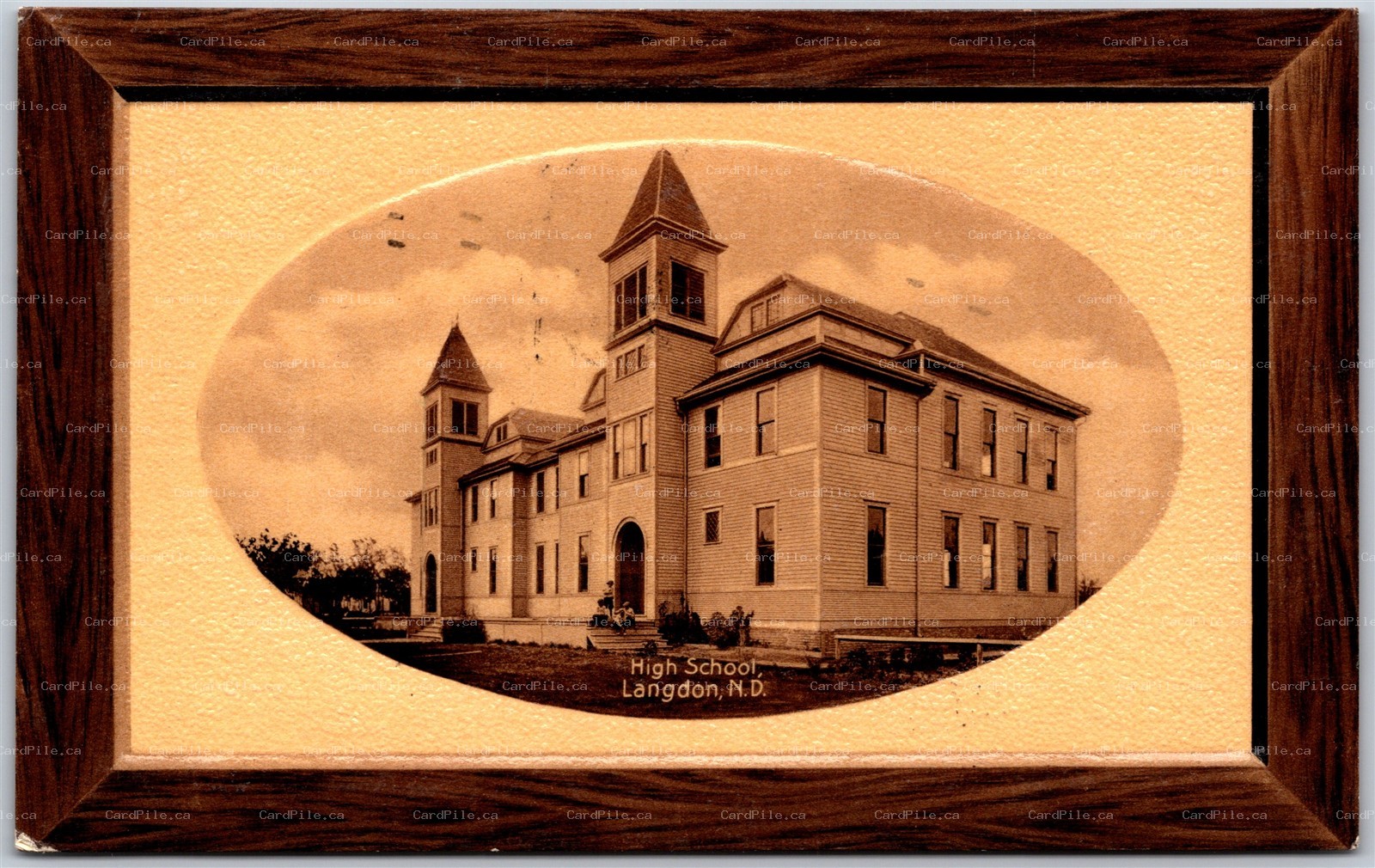 Postcard Langdon North Dakota c1911 High School Cavalier County Embossed Border