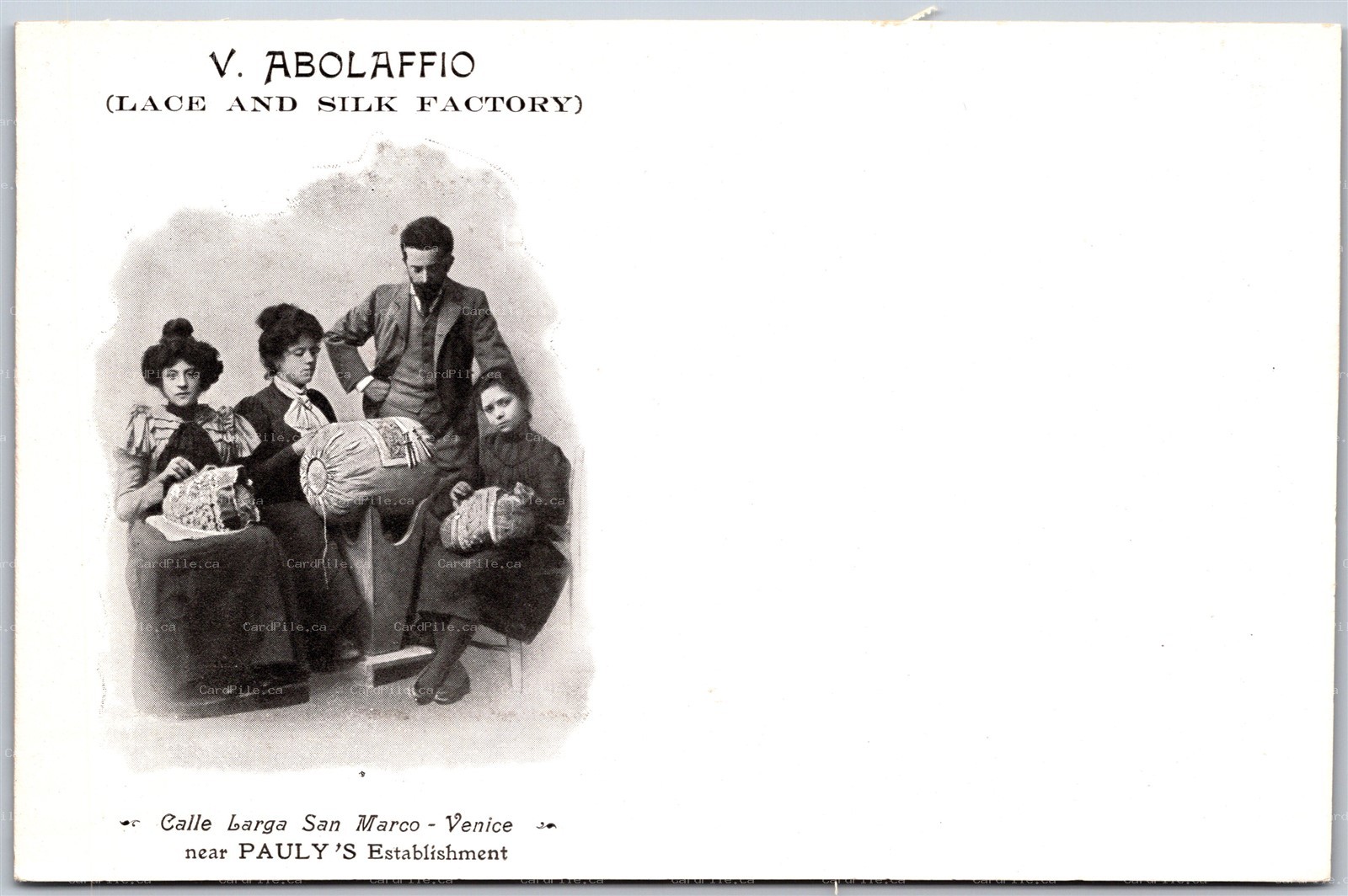 Postcard Venice Italy c1900s Advertisement V. Abolaffio Lace and Silk Factory