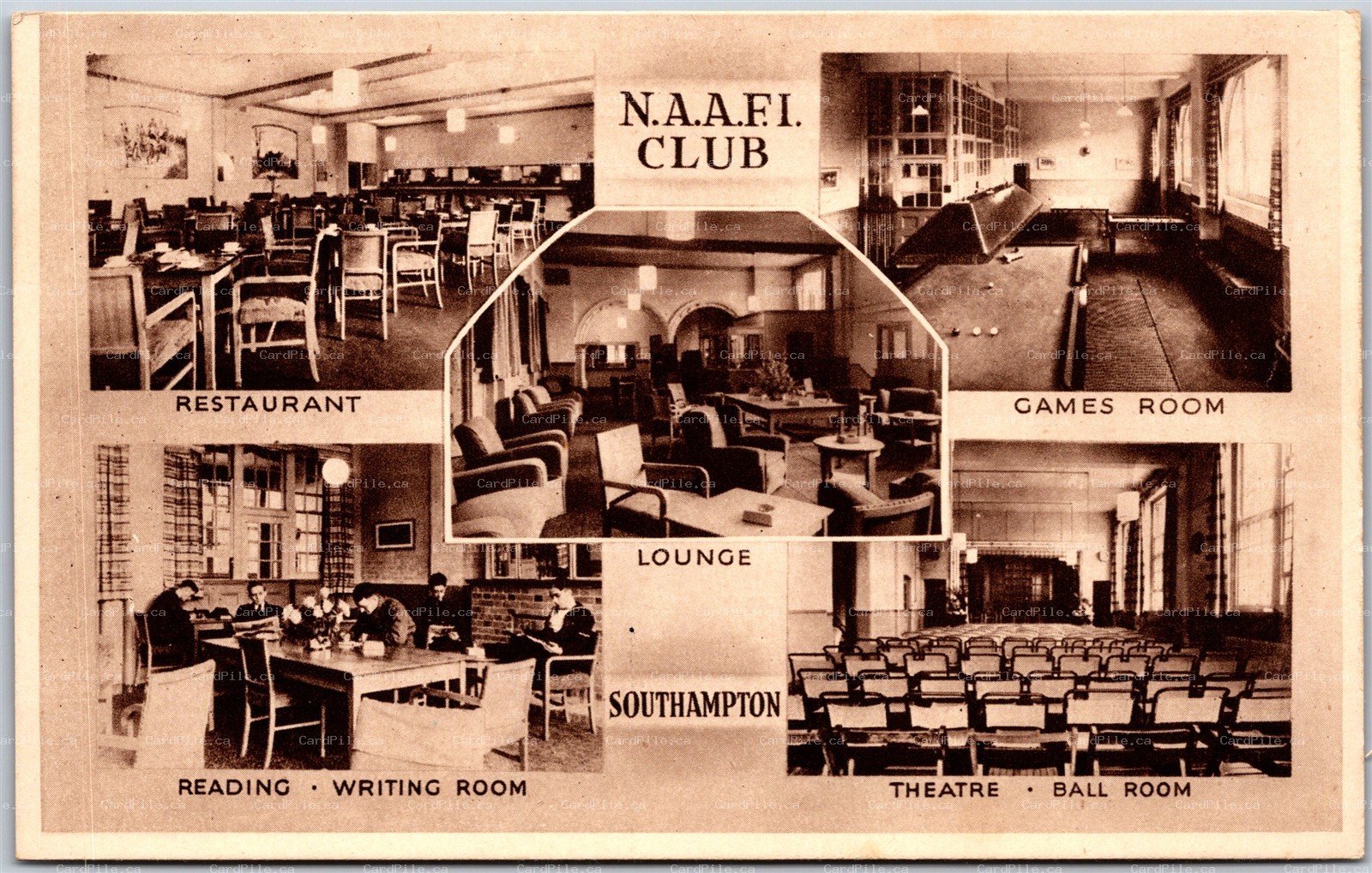 Postcard Southampton United Kingdom NAAFI Club Multi Views of Rooms