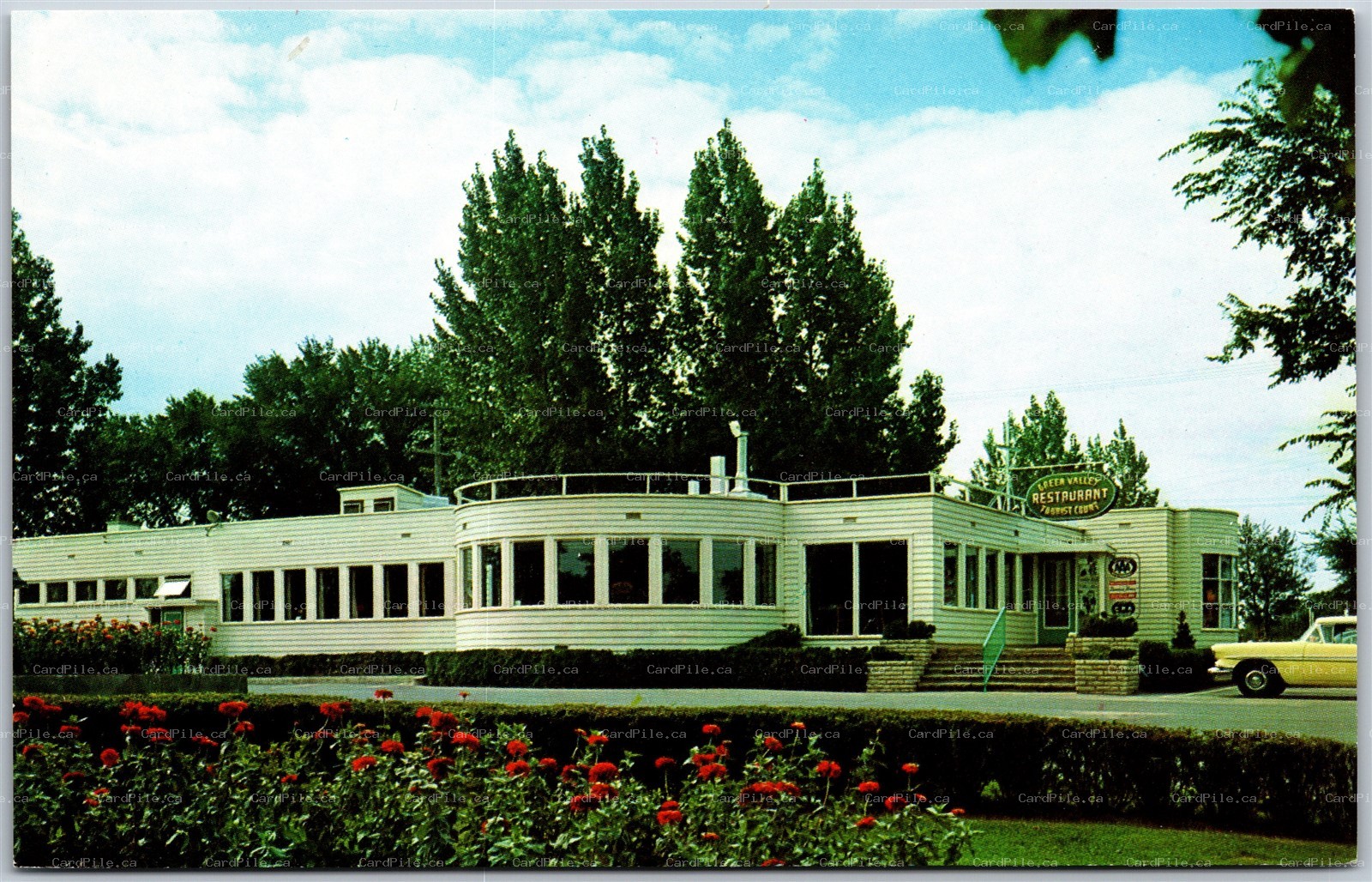 Postcard Ottawa Ontario c1950s Stewarts Green Valley Restaurant Hwy 16 Roadside