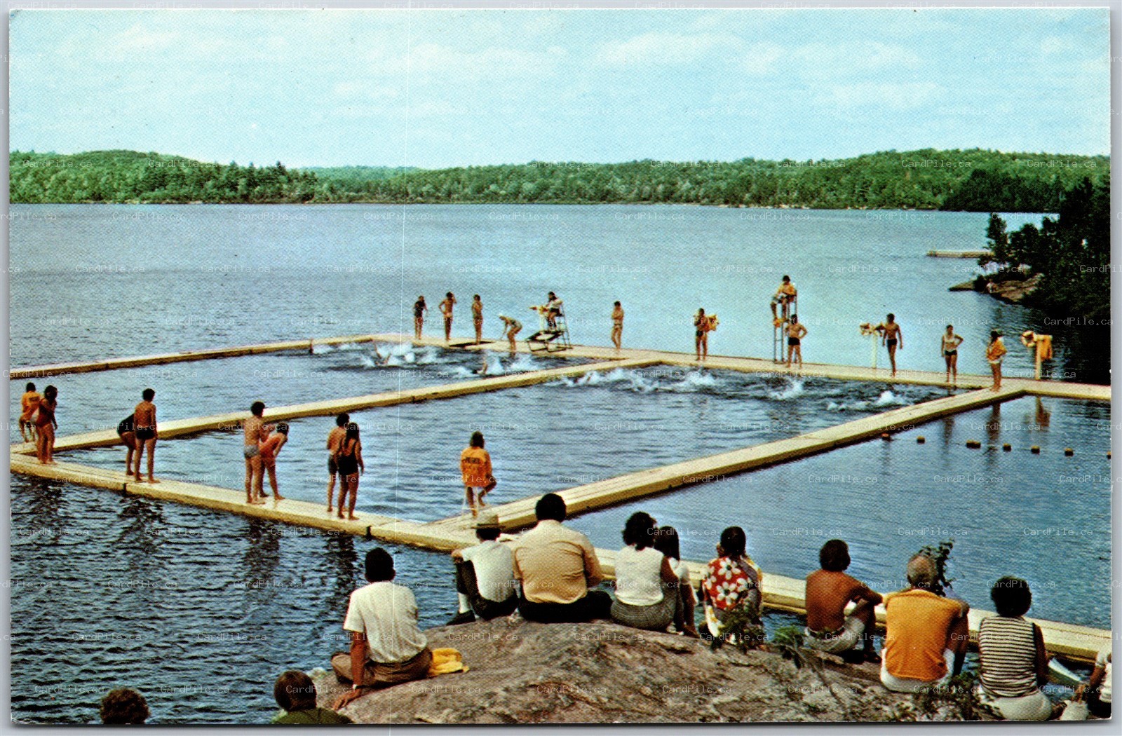 Postcard Haliburton Ontario Camp Leadership Centre Bark Lake Swimming