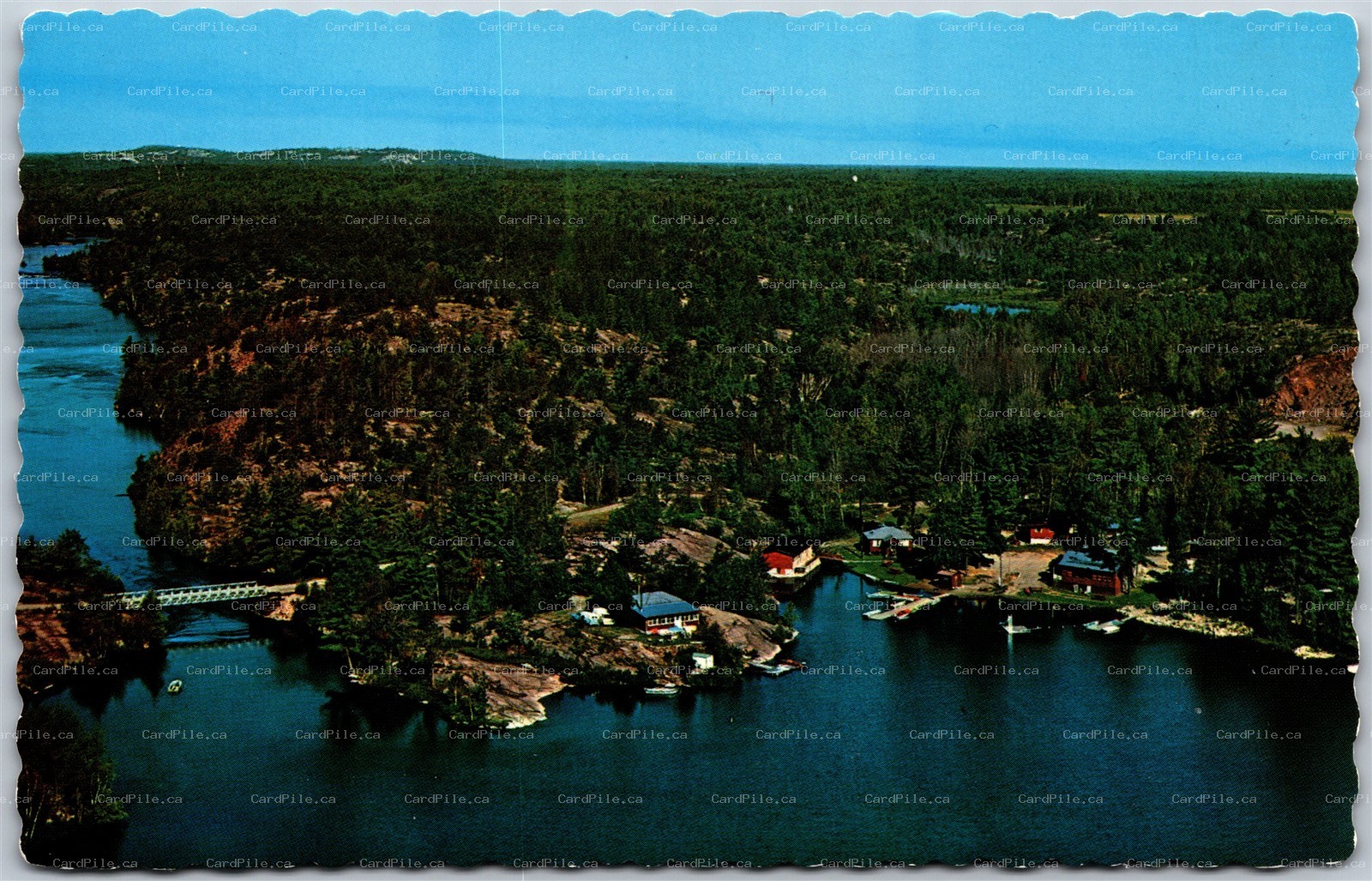 Postcard Alban Ontario c1970s Green Bay Lodge Aerial View French River