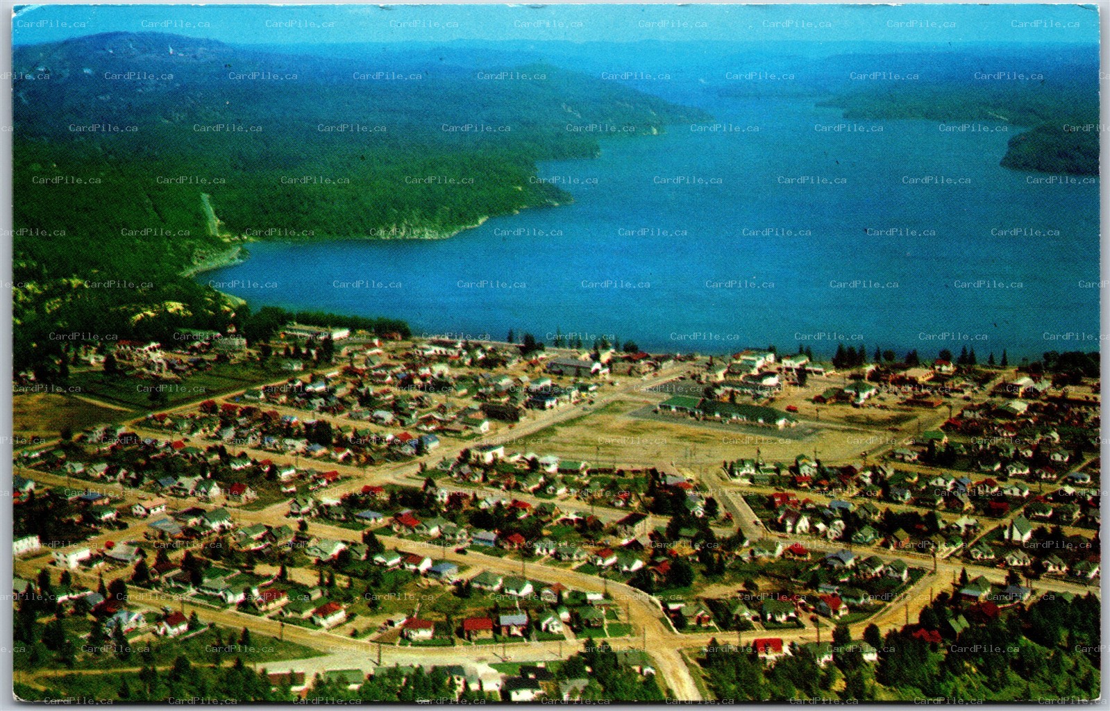 Postcard Wawa Ontario c1970s Aerial View Lake Algoma District