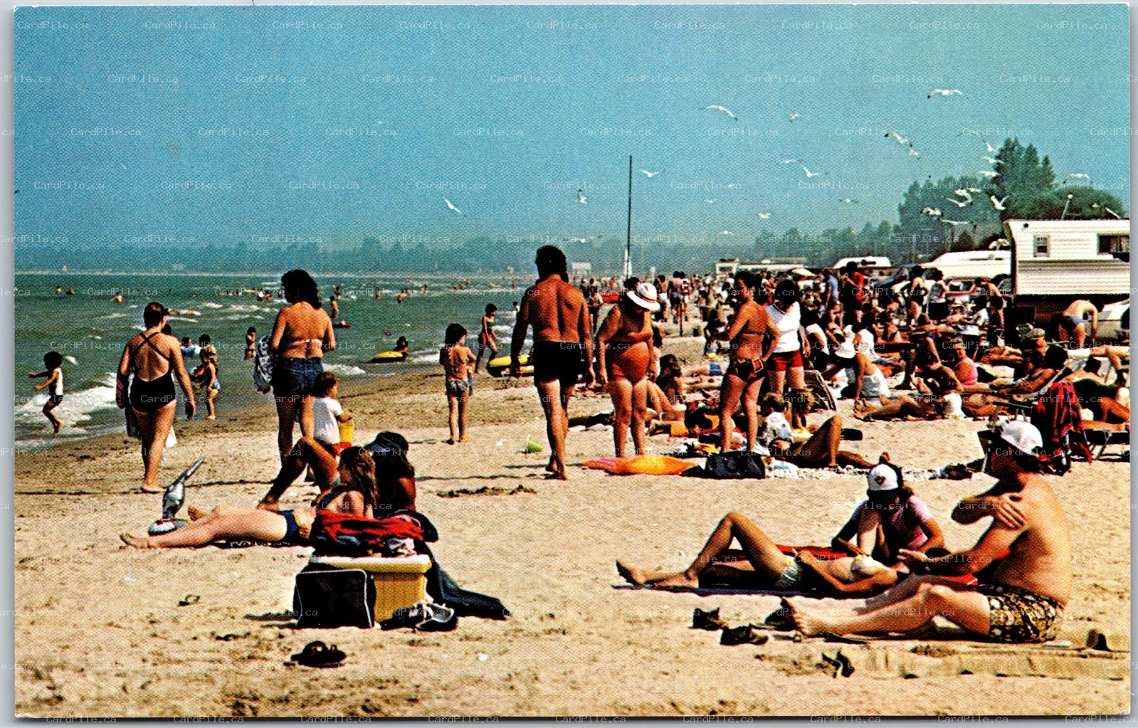 Postcard Sauble Beach Ontario c1970s Bathers Lake Huron Bruce County