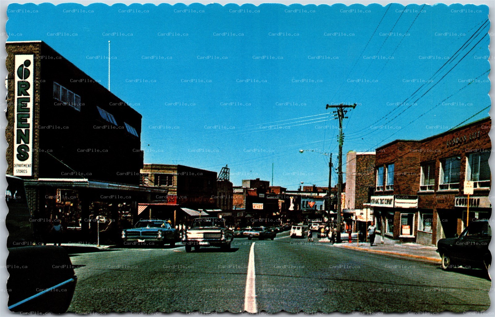Postcard Kirkland Lake Ontario 1960s Government Road Looking East Old Cars Shops