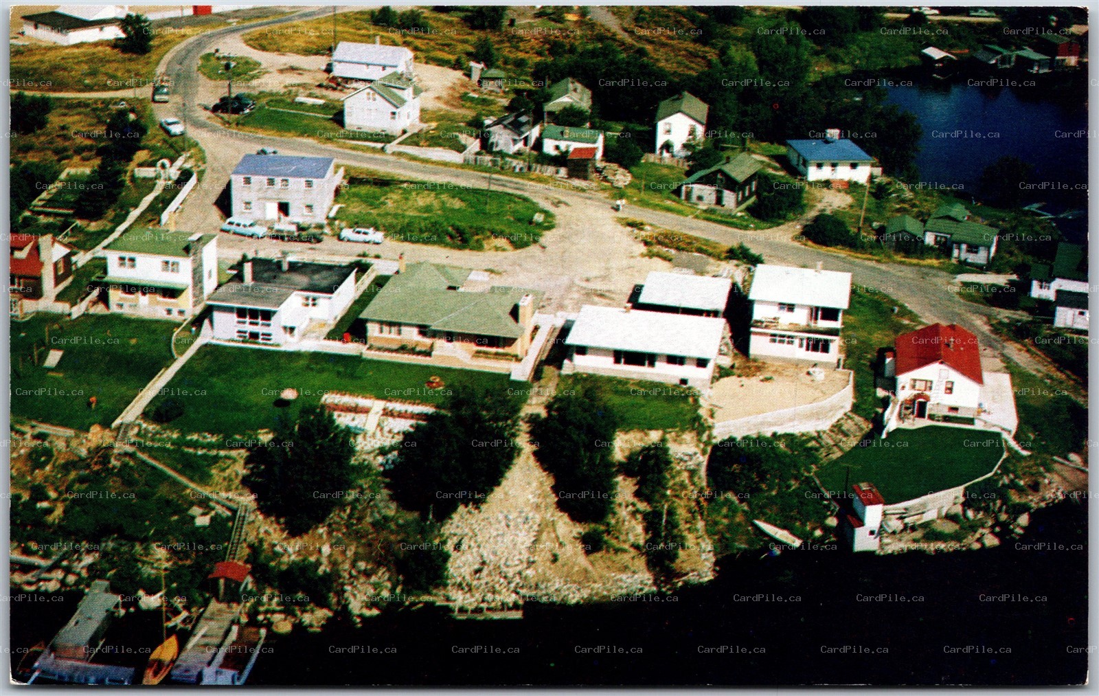 Postcard Kenora Ontario Aerial View Residential Area Modern Homes Lakefront