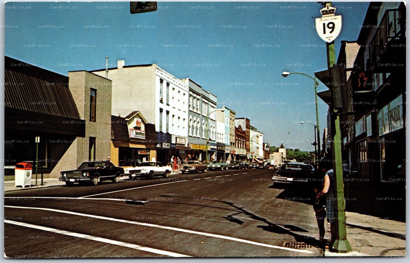Postcard Ingersoll Ontario c1970s Thames Street Old Cars Shops Oxford County