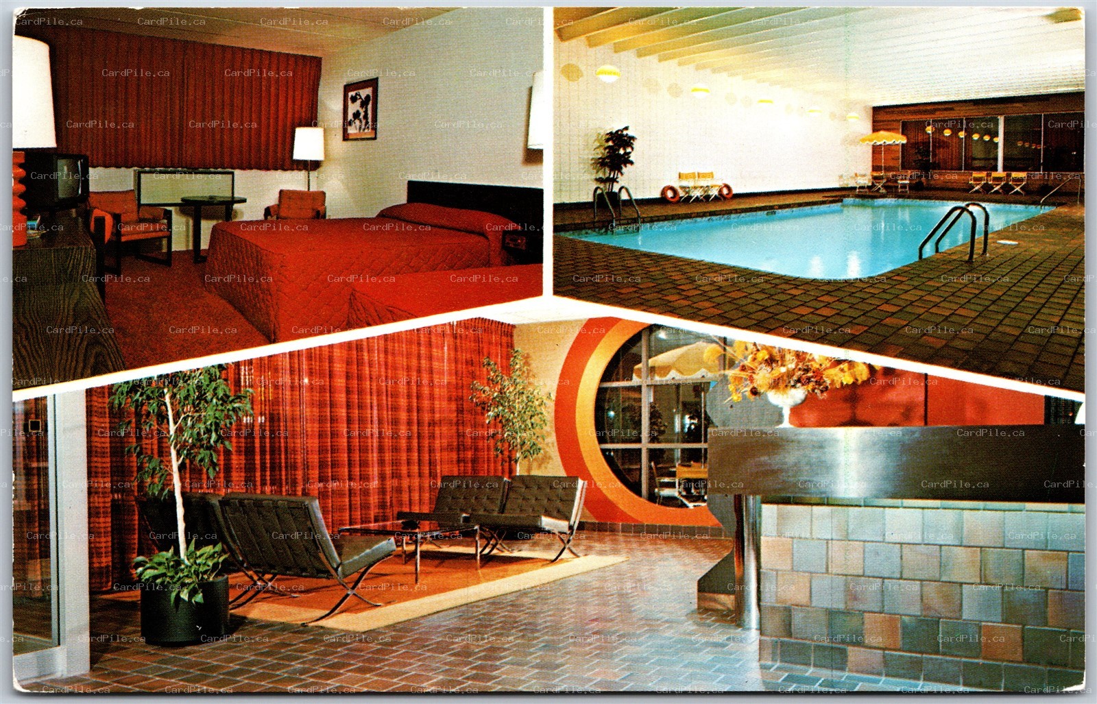 Postcard St. Catherines Ontario c1960s Parkway Inn Multi Views Pool Lobby Beds