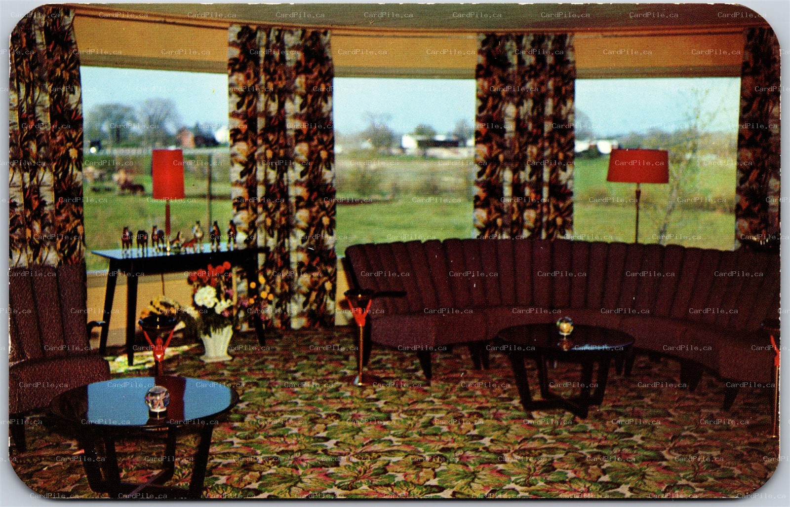 Postcard Brockville Ontario c1960s Long Beach Motel Interior View MCM Furniture
