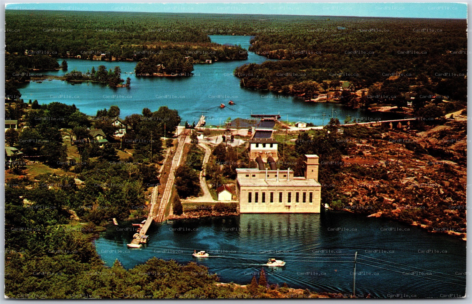Postcard Coldwater Ontario Big Chute Marine Railway Aerial View Simcoe County