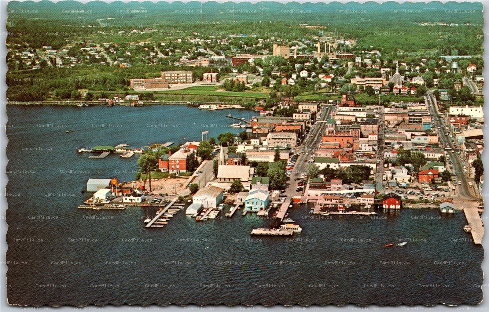 Postcard Kenora Ontario c1970s Aerial View Downtown Marina Highway 17