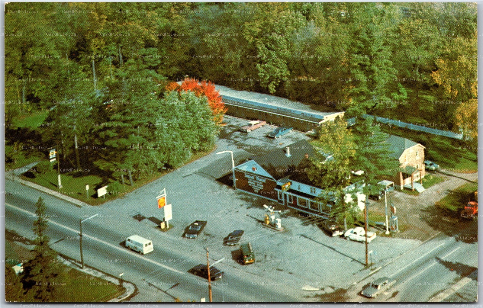 Postcard Renfrew Ontario Campbells Sunset Motel & Restaurant Shell Gas Station 