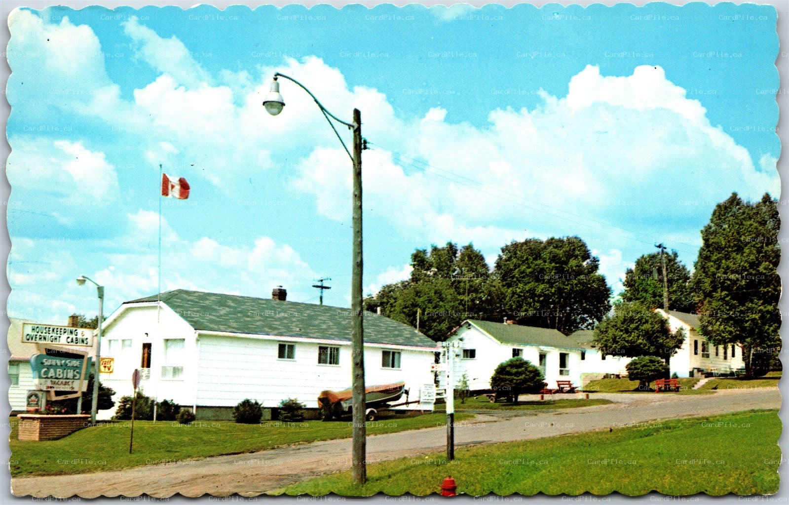 Postcard Nipigon Ontario c1970s Sunnyside Cabins Boat Thunder Bay District