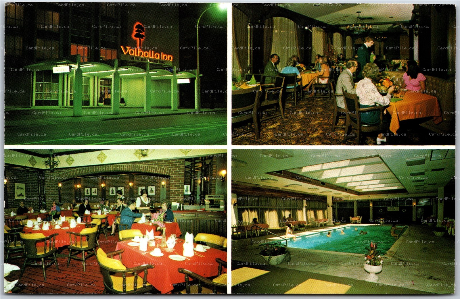 Postcard Kitchener Ontario Valhalla Inn Multi Views Pool Dining Room MCM