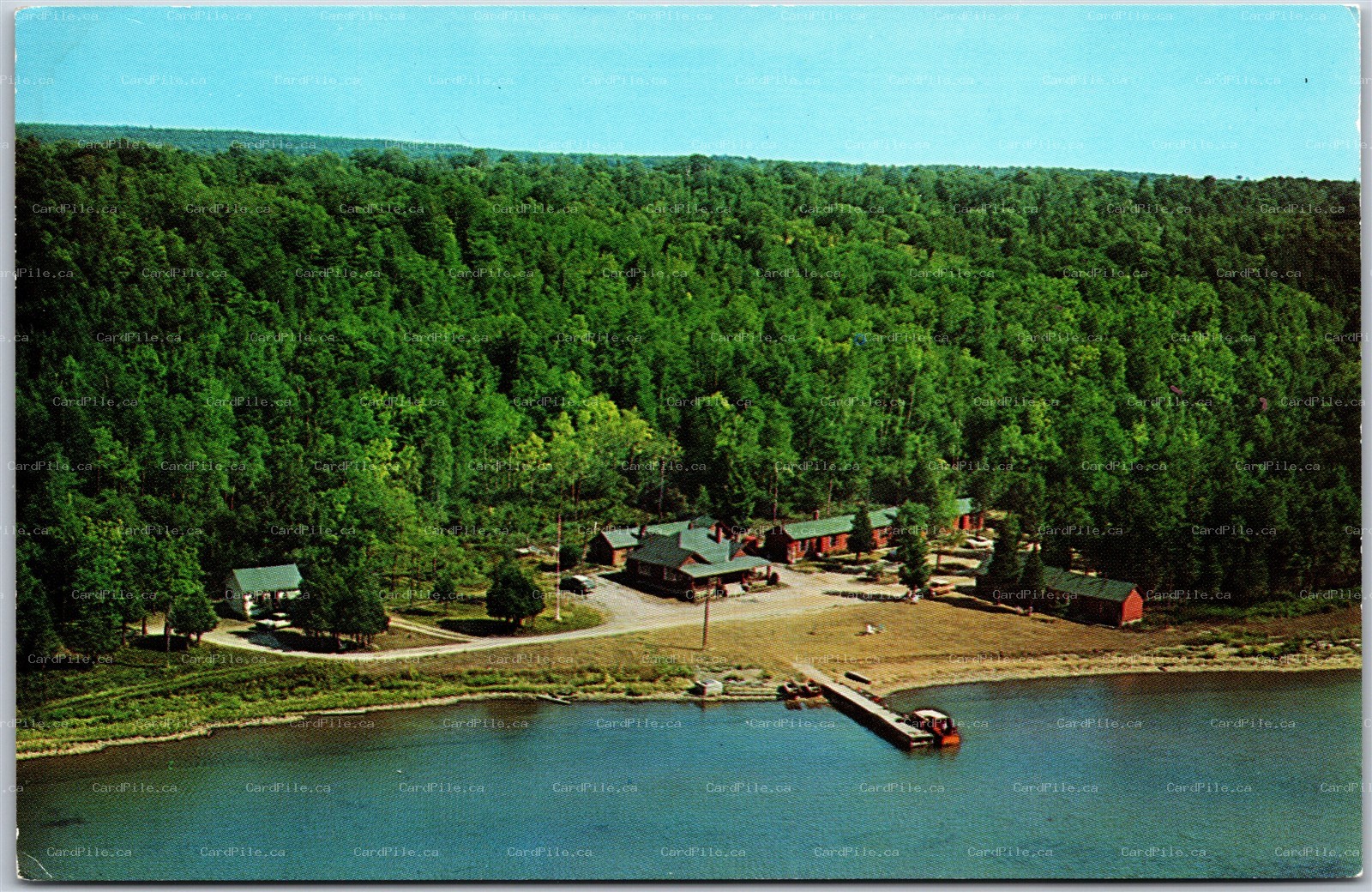 Postcard Manitoulin Island Ontario Gore Bay Gordons Lodge & Motel Aerial View