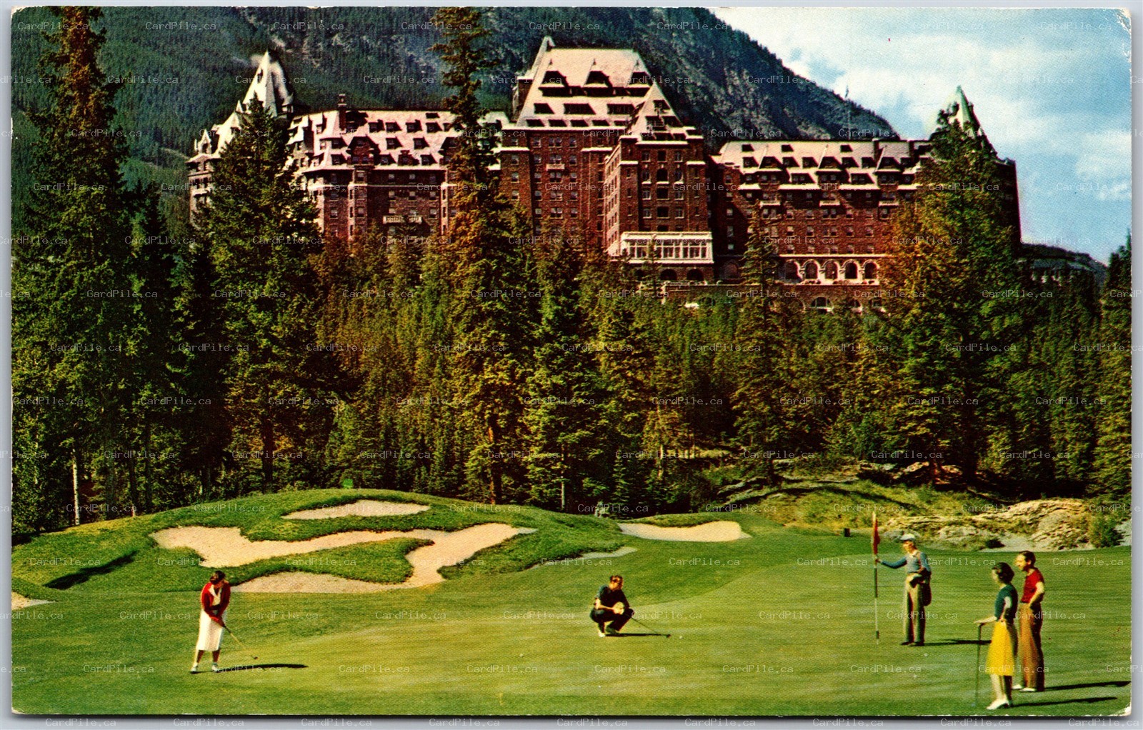 Postcard Banff Alberta c1968 Hotel Golf Course National Park Scenic View Rockies