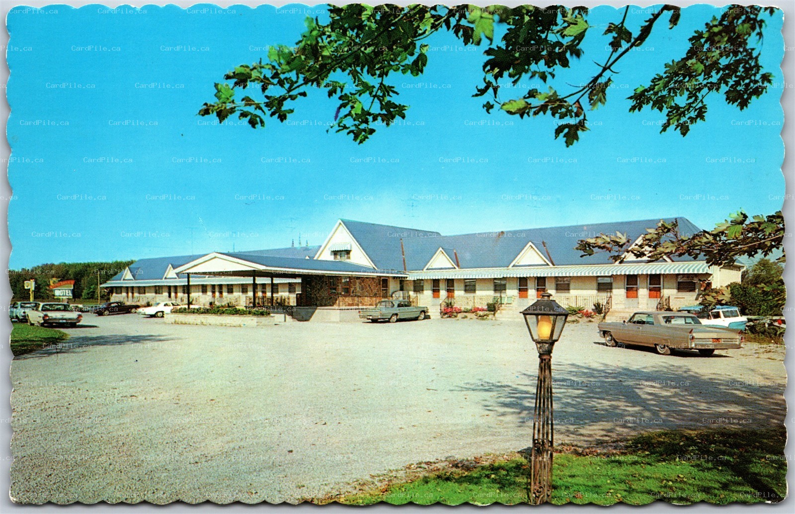 Postcard Welland Ontario c1960s Sportsmen's Motel Old Cars Milton & Thelma Faris