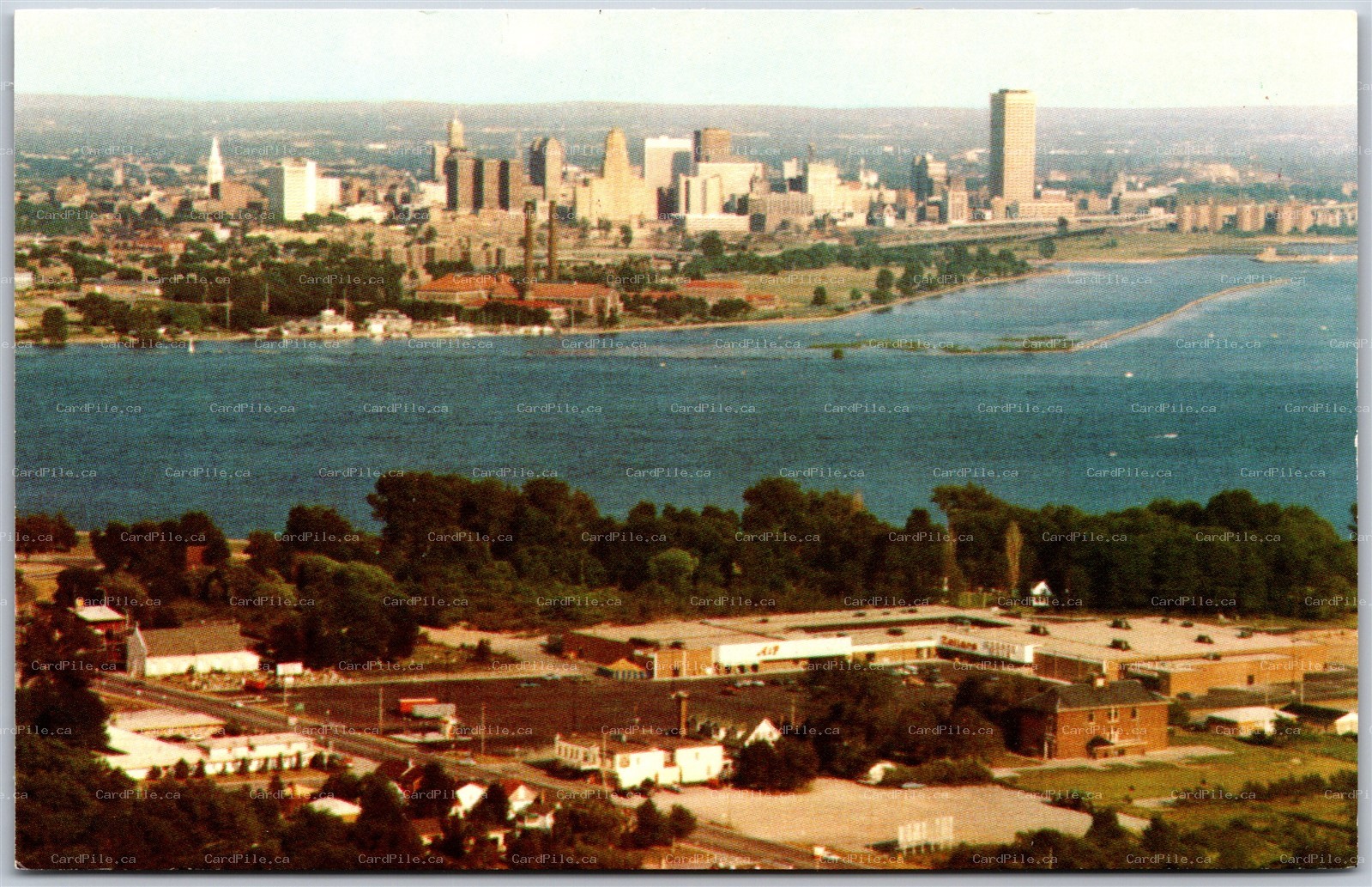 Postcard Fort Erie Ontario Aerial View Zellers Skyline Buffalo NY Niagara River
