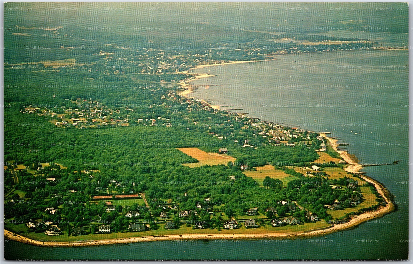 Postcard Niantic Connecticut Aerial View of Black Point Beach Club Easy Lyme