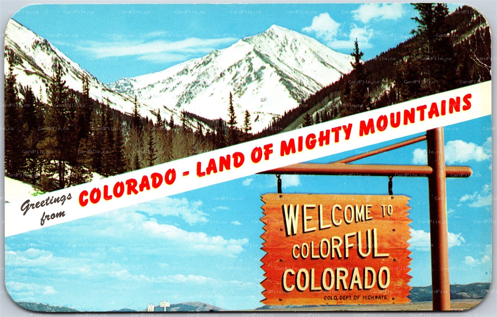 Postcard Greetings From Colorado Land Of Mighty Mountains Dual View Rockies