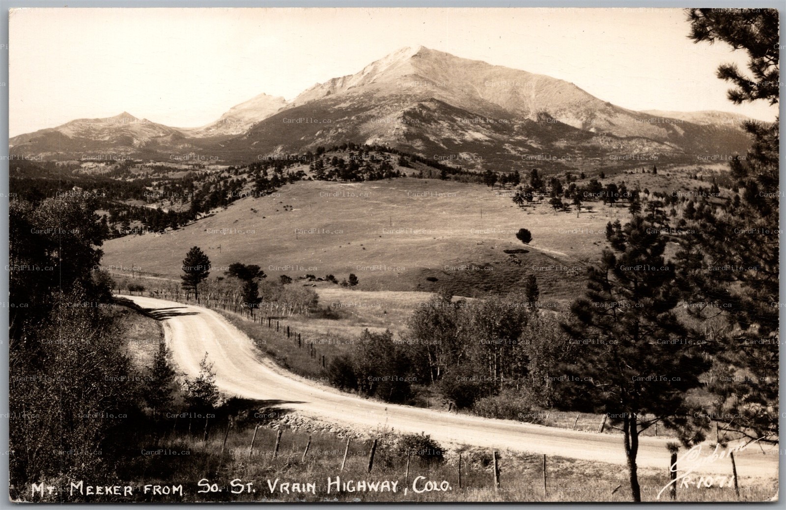 Postcard RPPC c1940s St. Vrain Hwy Colorado Mt. Meeker Scenic View Sanborn R1071