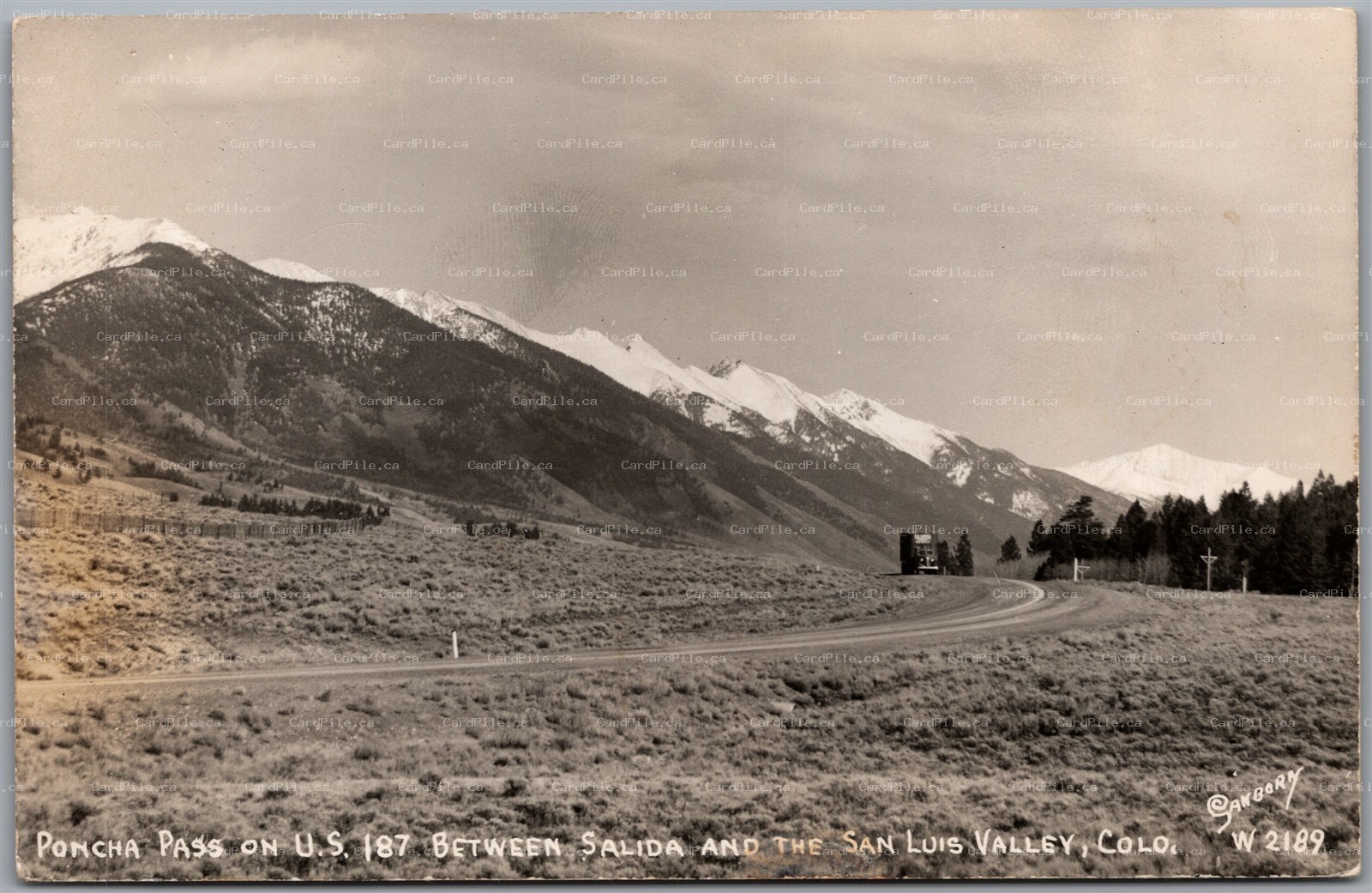 Postcard RPPC Poncha Pass Colorado Salida & San Luis Valley on US 187 Sanborn