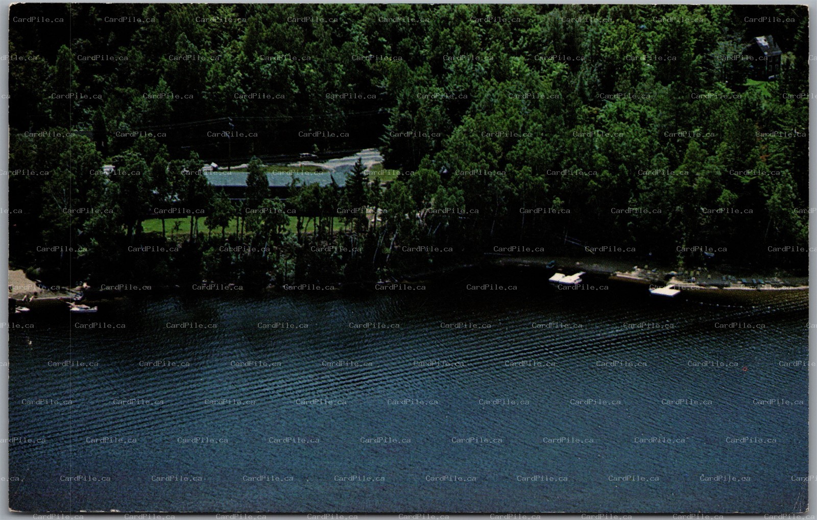 Postcard Long Lake New York c1984 Sandy Point Motel & Cottage Aerial View