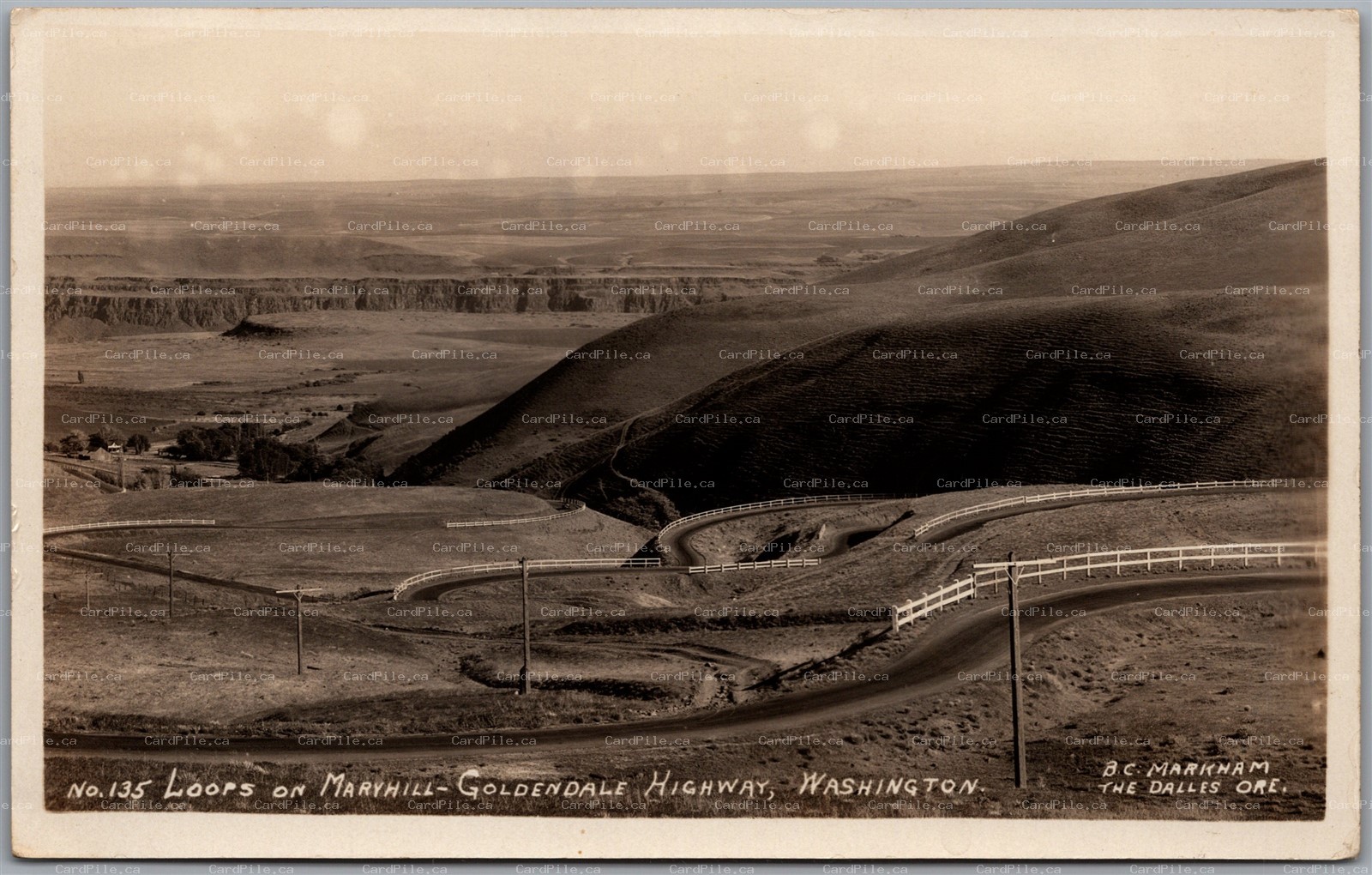 RPPC c1929 Washington Loops on Maryhill Goldendale Highway by B. C. Markham