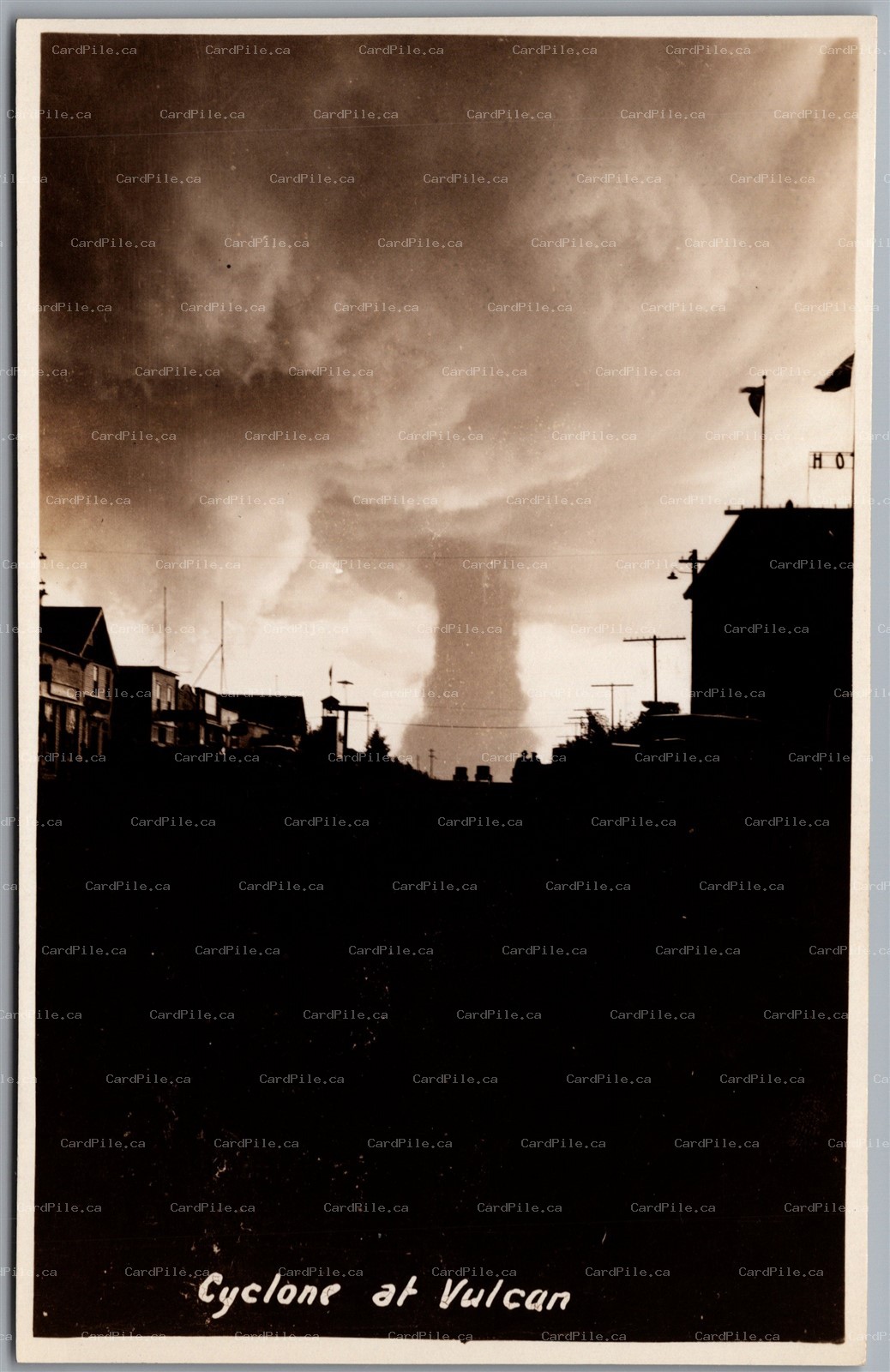 Postcard RPPC c1927 Vulcan Alberta Cyclone Funnel Cloud by McDermid Photo