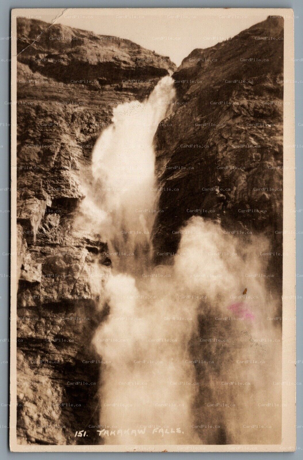 Postcard RPPC c1930s Yoho National Park BC Takakkaw Falls Waterfall Byron Harmon