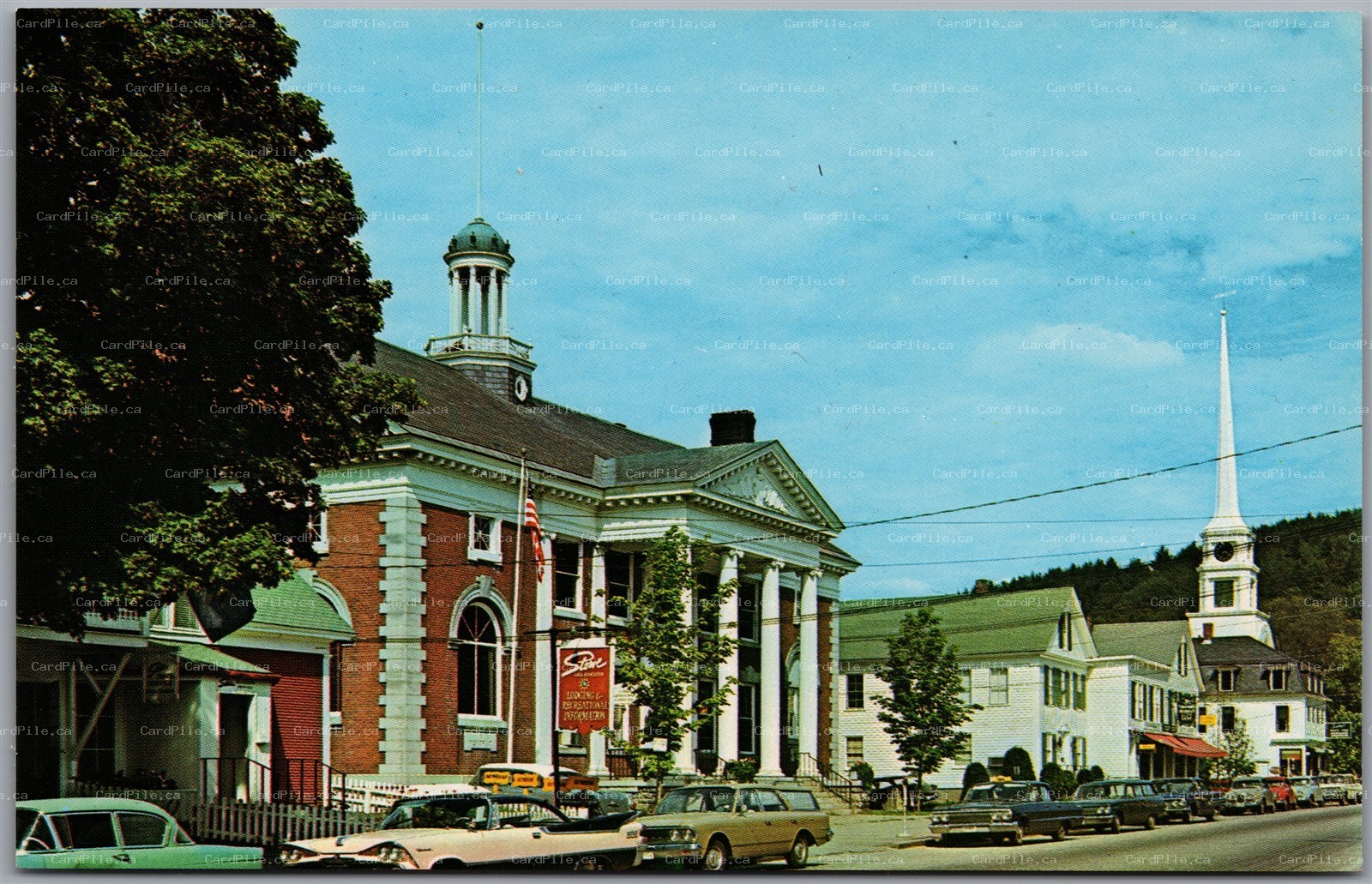 Postcard Stowe Vermont c1960s Main Street Old Cars Lamoille County