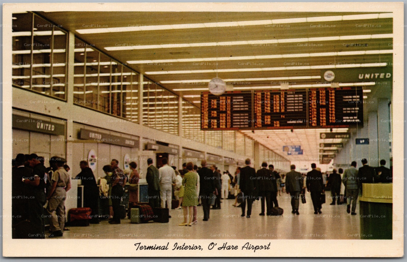 Postcard Chicago Illinois 1967 O'Hare International Airport Check In Area United