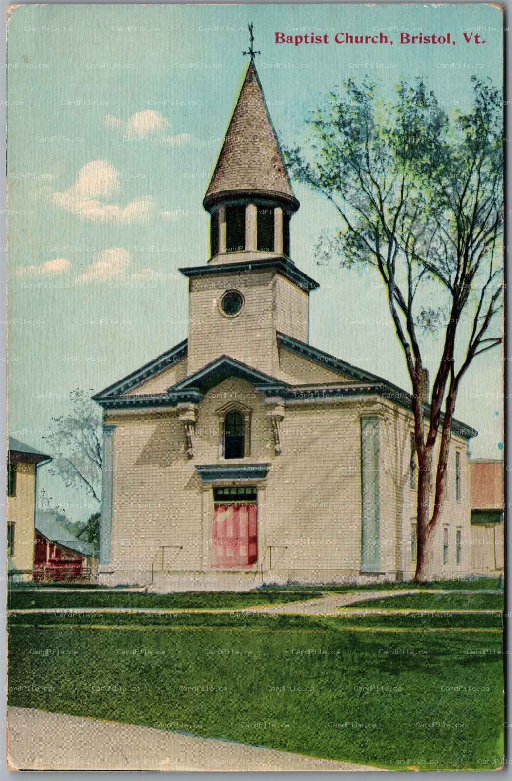 Postcard Bristol Vermont c1910s Baptist Church Addison County