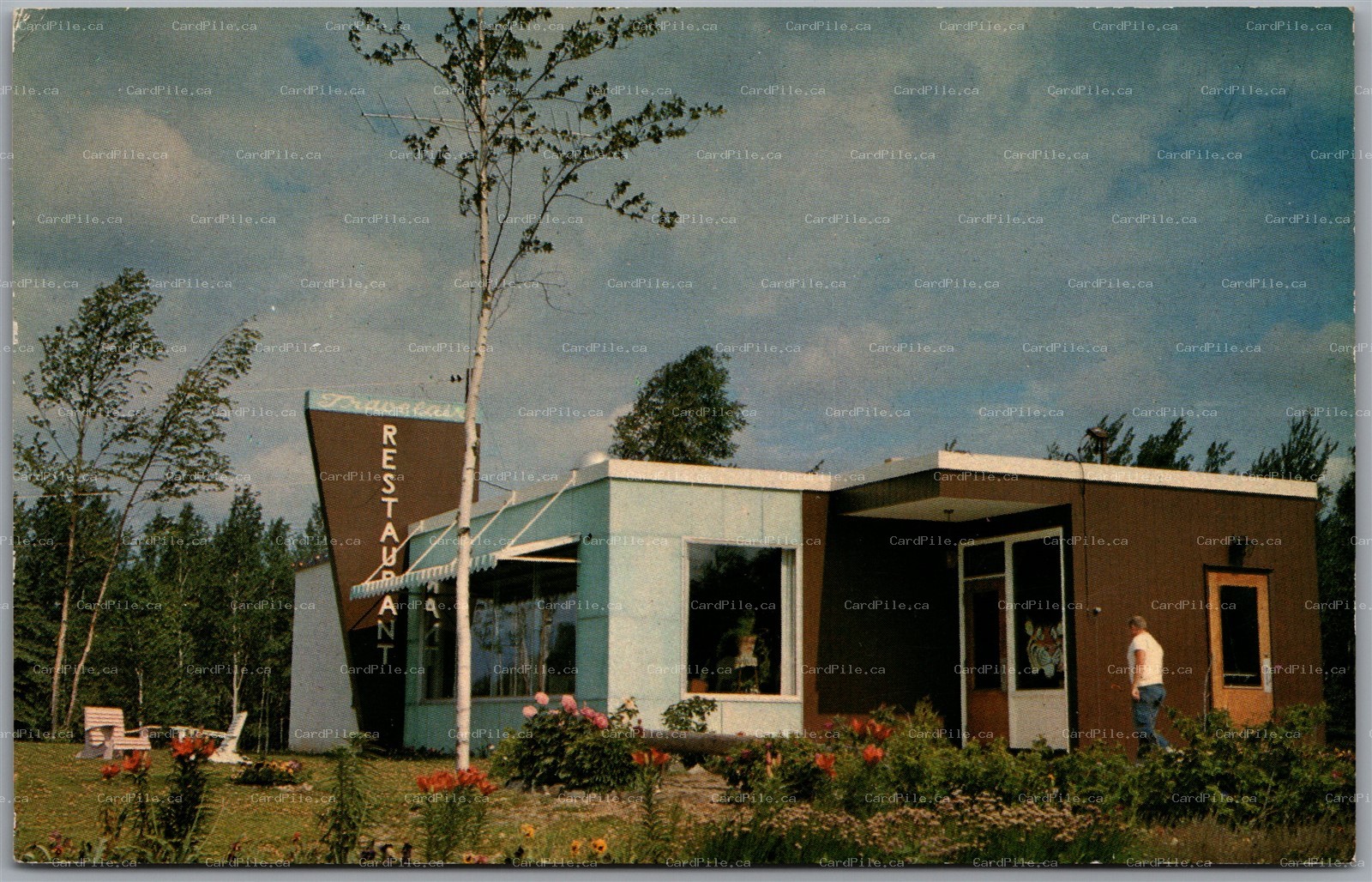 Postcard Jellicoe Ontario c1960s Travelair Restaurant Highway 11 Rolland Lake