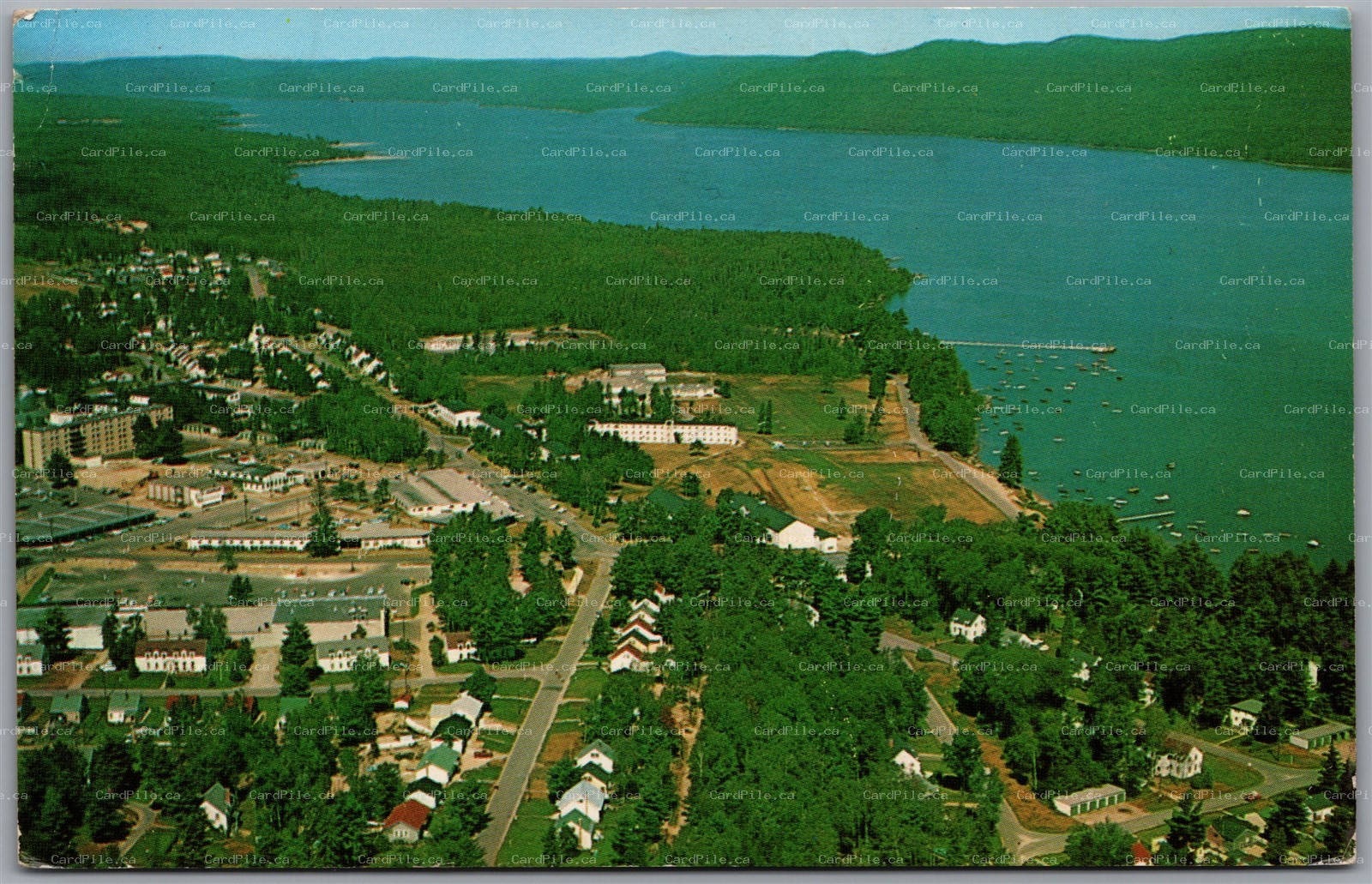 Postcard Deep River ONT Aerial View Showing Ottawa River Laurentian Mountains