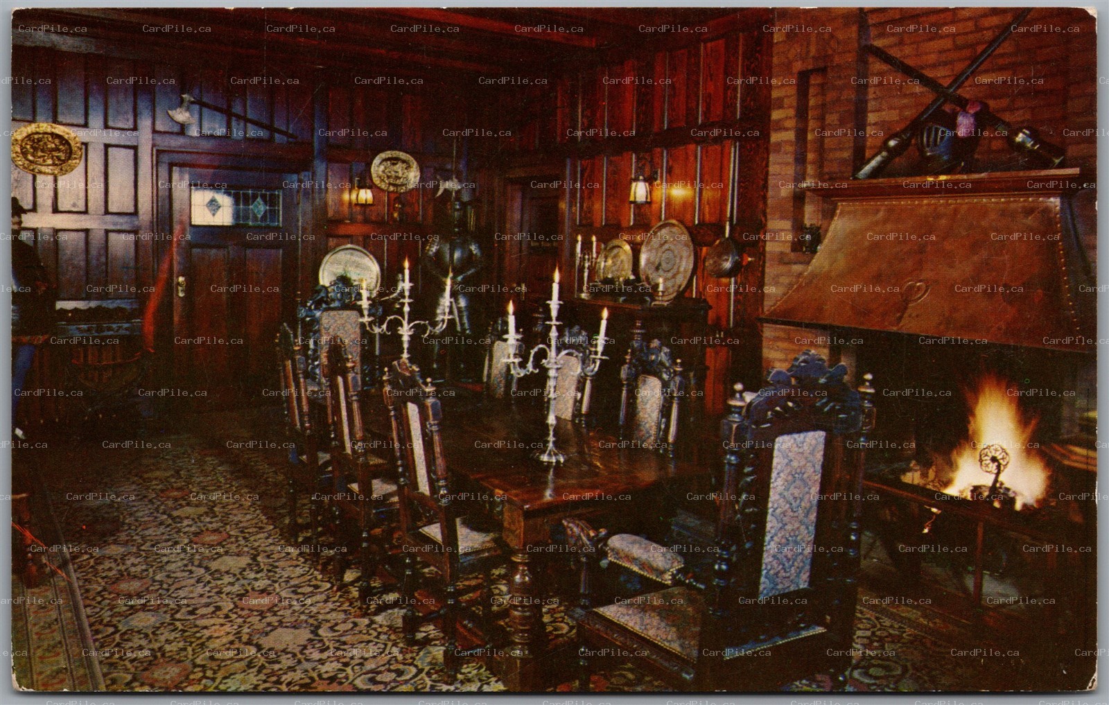 Postcard Victoria British Columbia Baronial Hall Olde English Inn Interior View